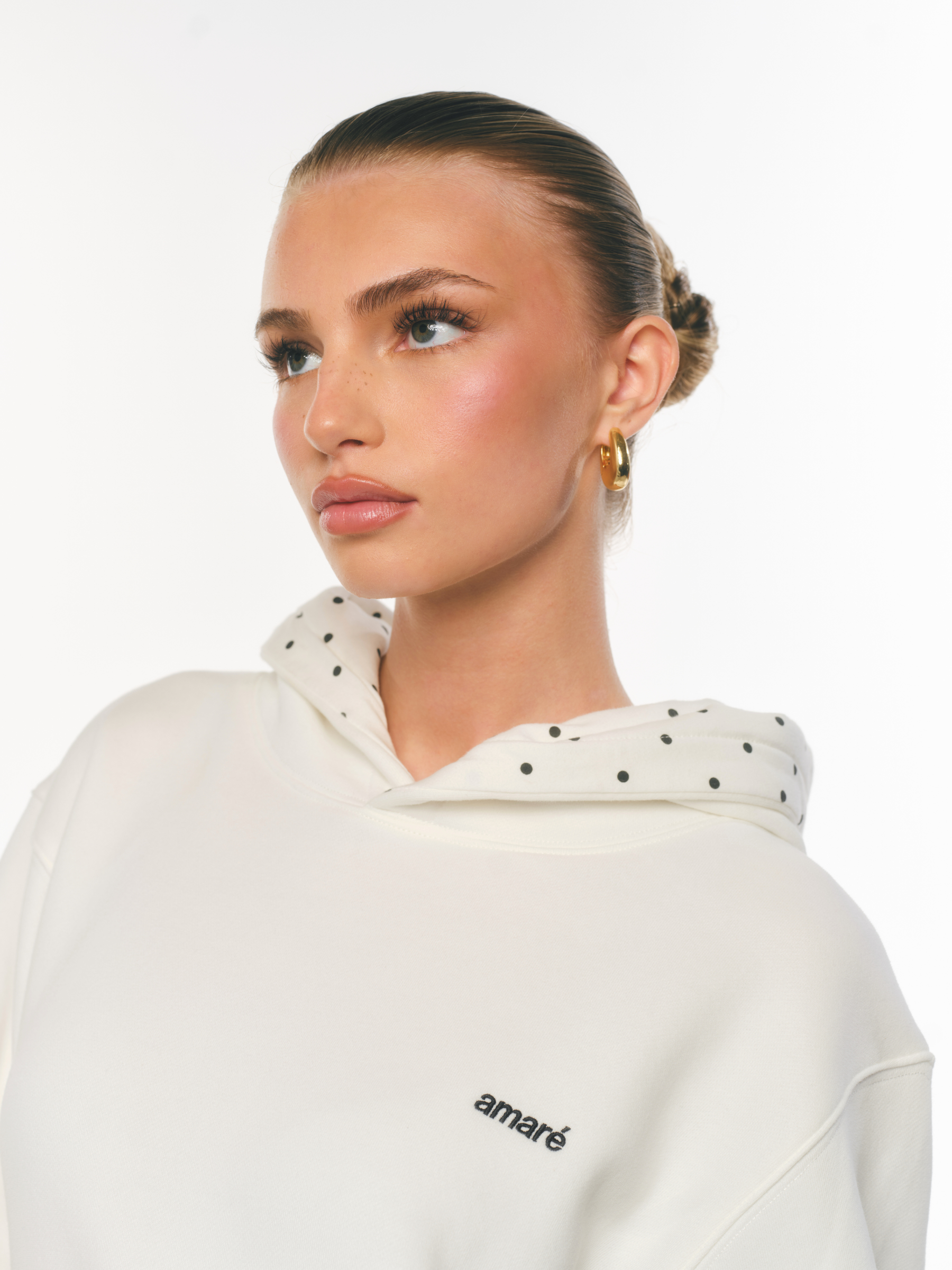 POLKA DOT HOODIE (SOFT WHITE)