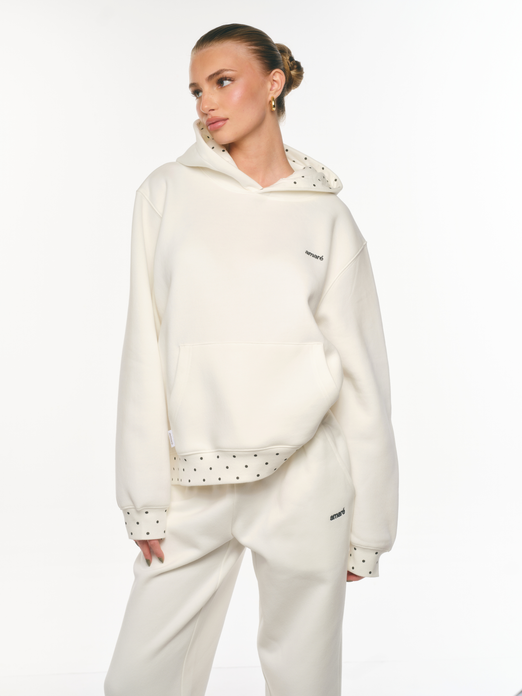 POLKA DOT HOODIE (SOFT WHITE)